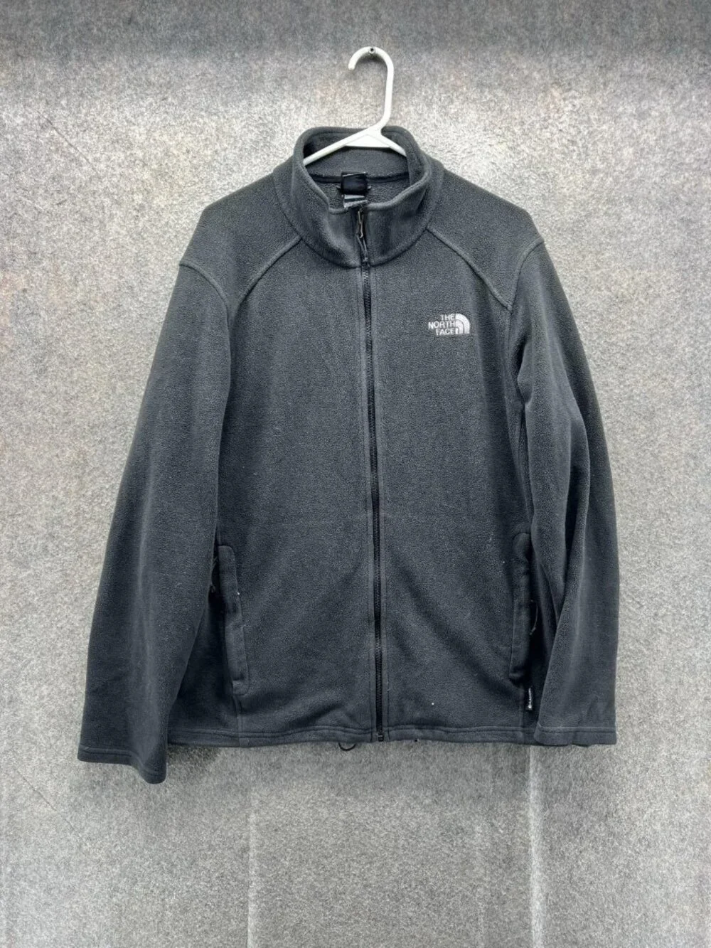The North Face Jacket Men Large Gray Full Zip Fleece Pockets Outdoor Warm